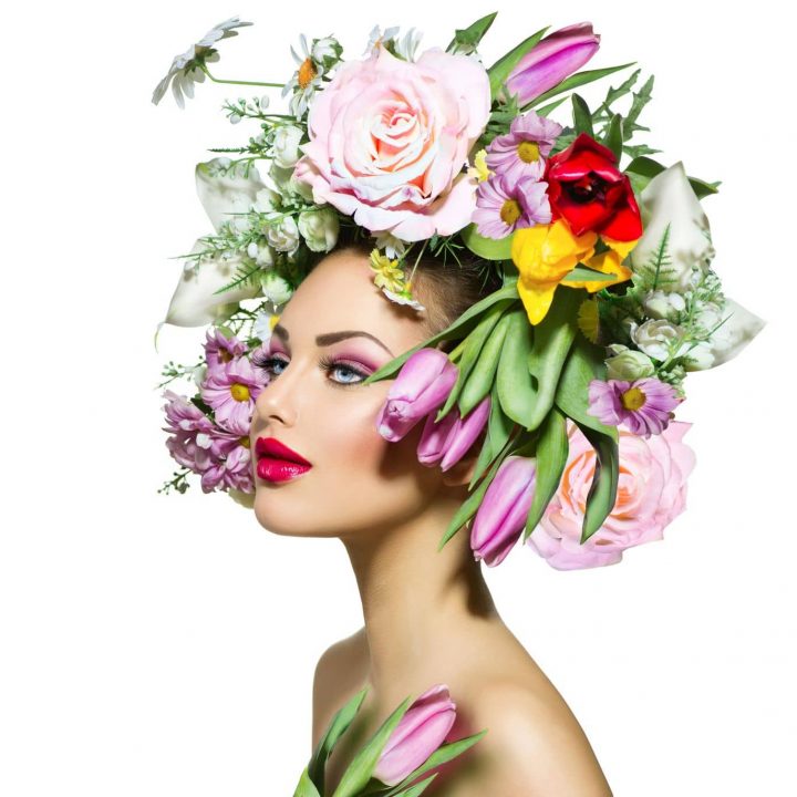 Beauty Spring Girl with Flowers Hair Style